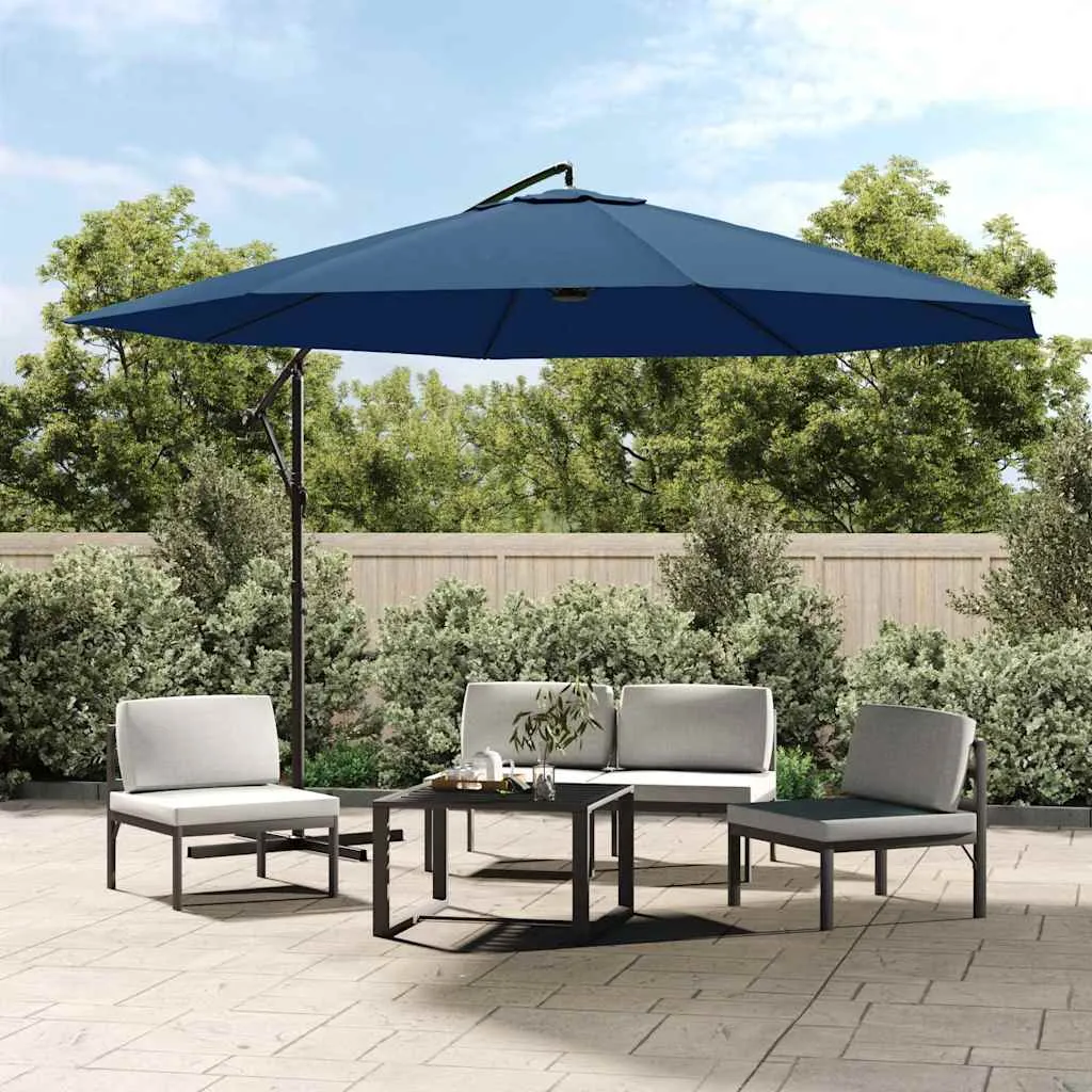 Eleganter Sonnenschirm 350x268 cm in Blau mit Kurbelmechanismus