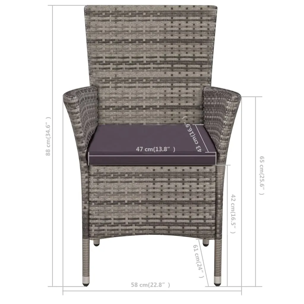 3-tlg. Bistro-Set Poly Rattan Grau