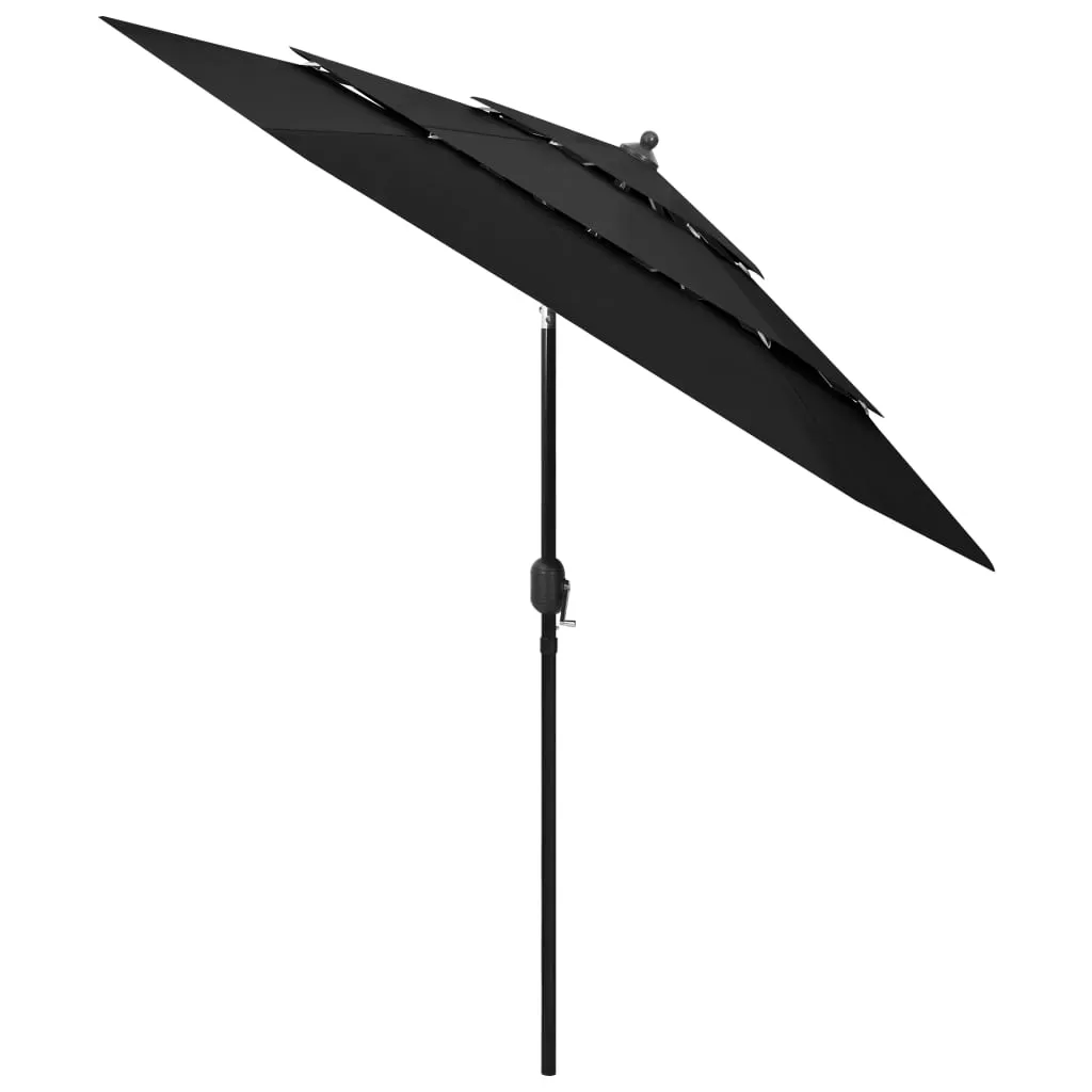 3-lagiger Sonnenschirm 250 x 229 cm in Schwarz