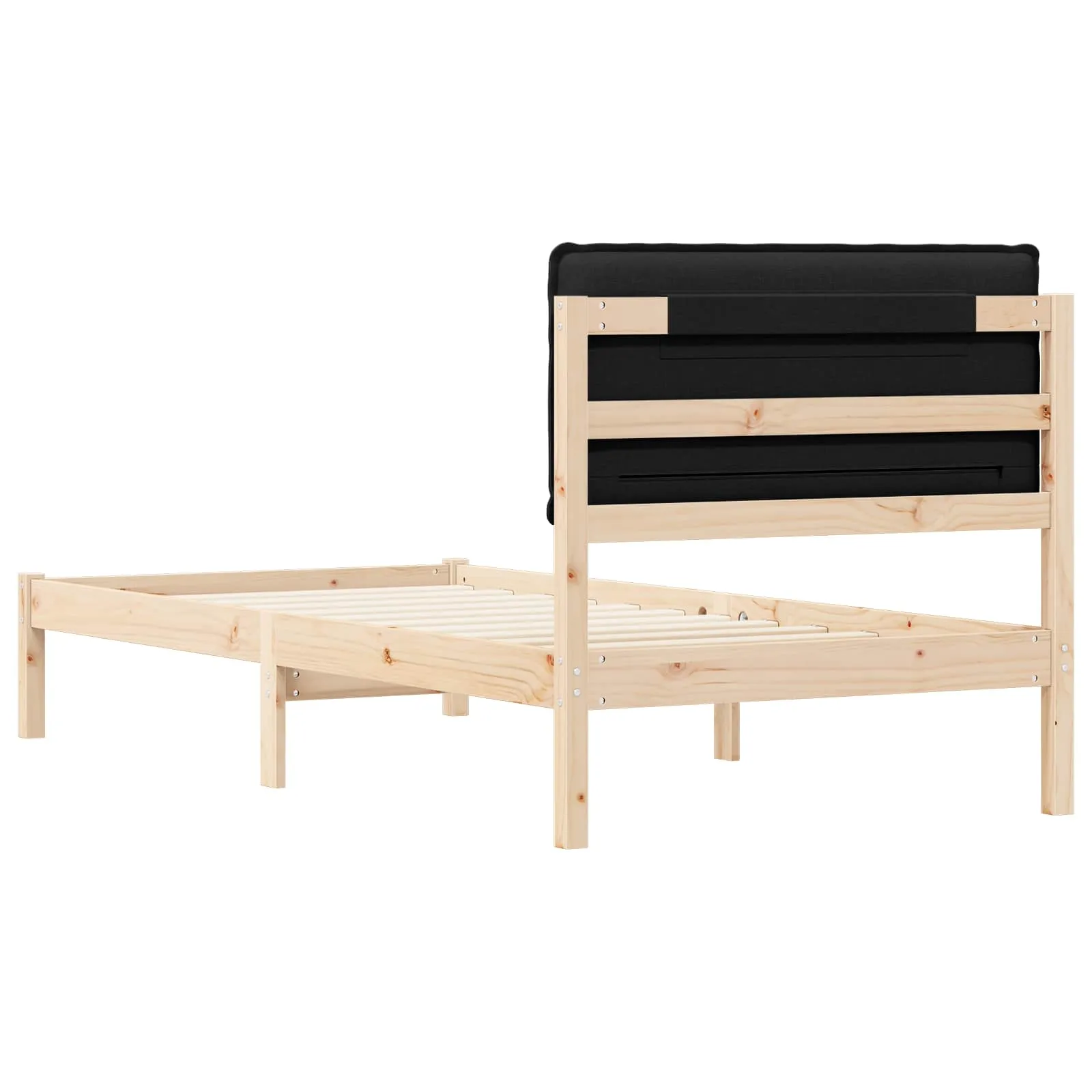 Bettgestell mit gepolstertem Kopfteil 75 x 190 cm Schwarz