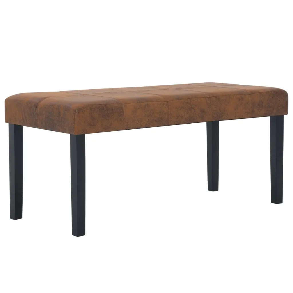 Bank in Wildleder-Optik Braun 106 x 43 x 46 cm mit Massivholzrahmen