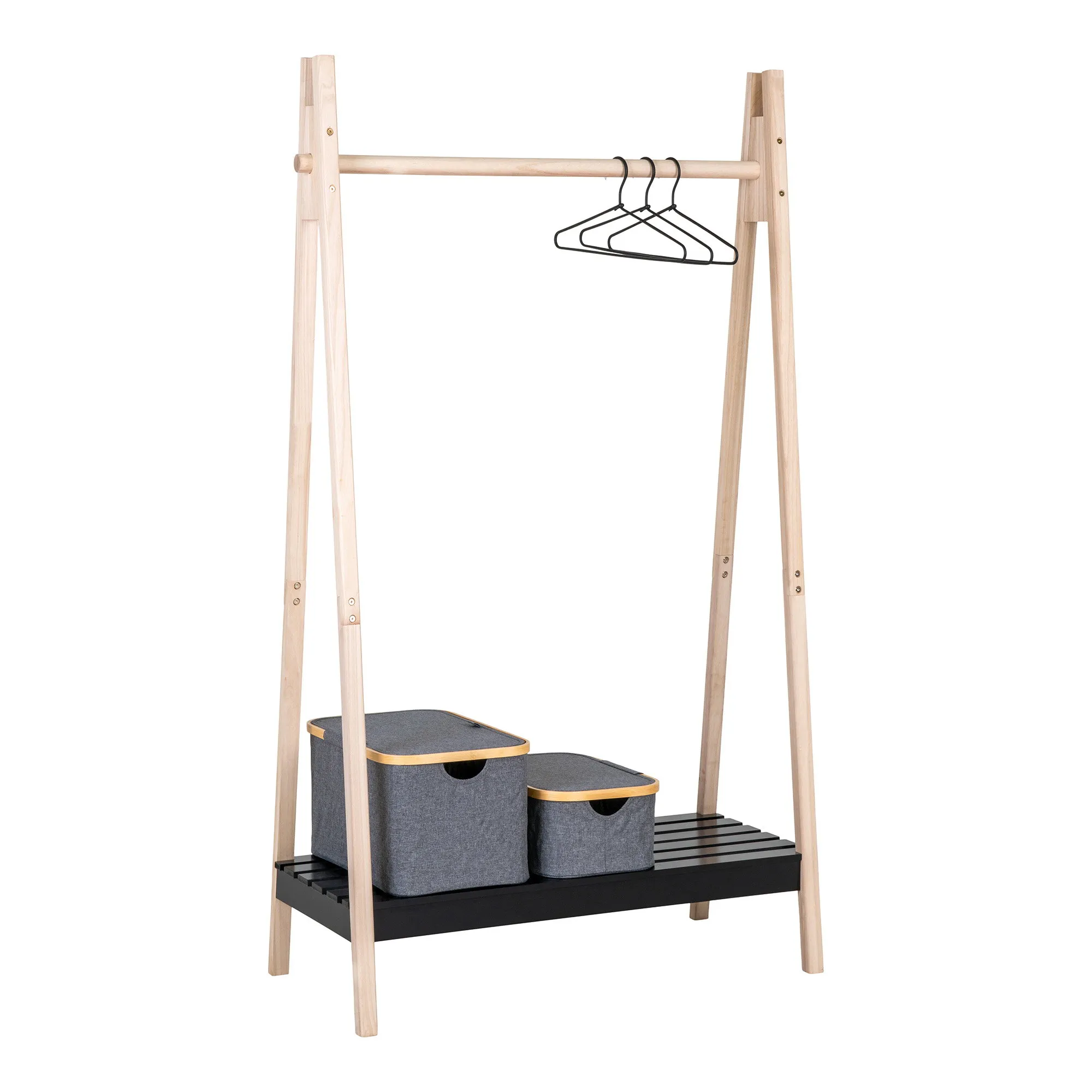 tinkaro Kleiderständer Torino MDF, Paulownia Natur / Schwarz