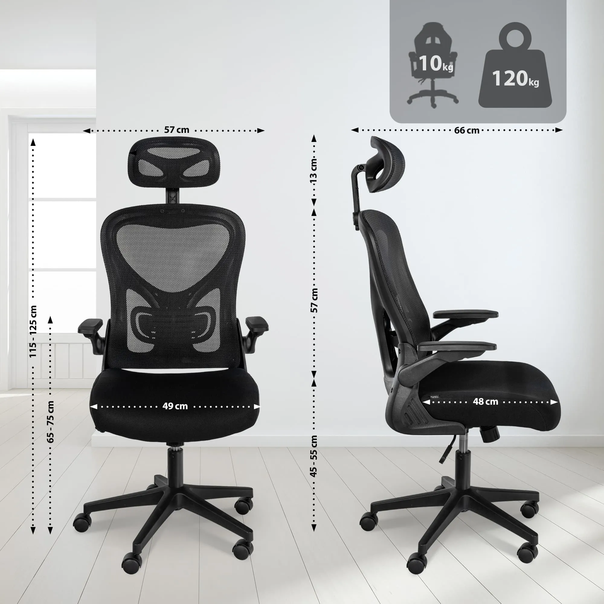 Bürostuhl Roseburg 115-125x57x66 cm schwarz