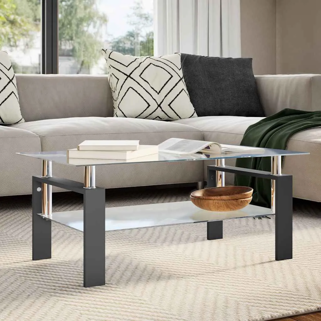 Couchtisch Schwarz Transparent 95x55x40 cm Hartglas