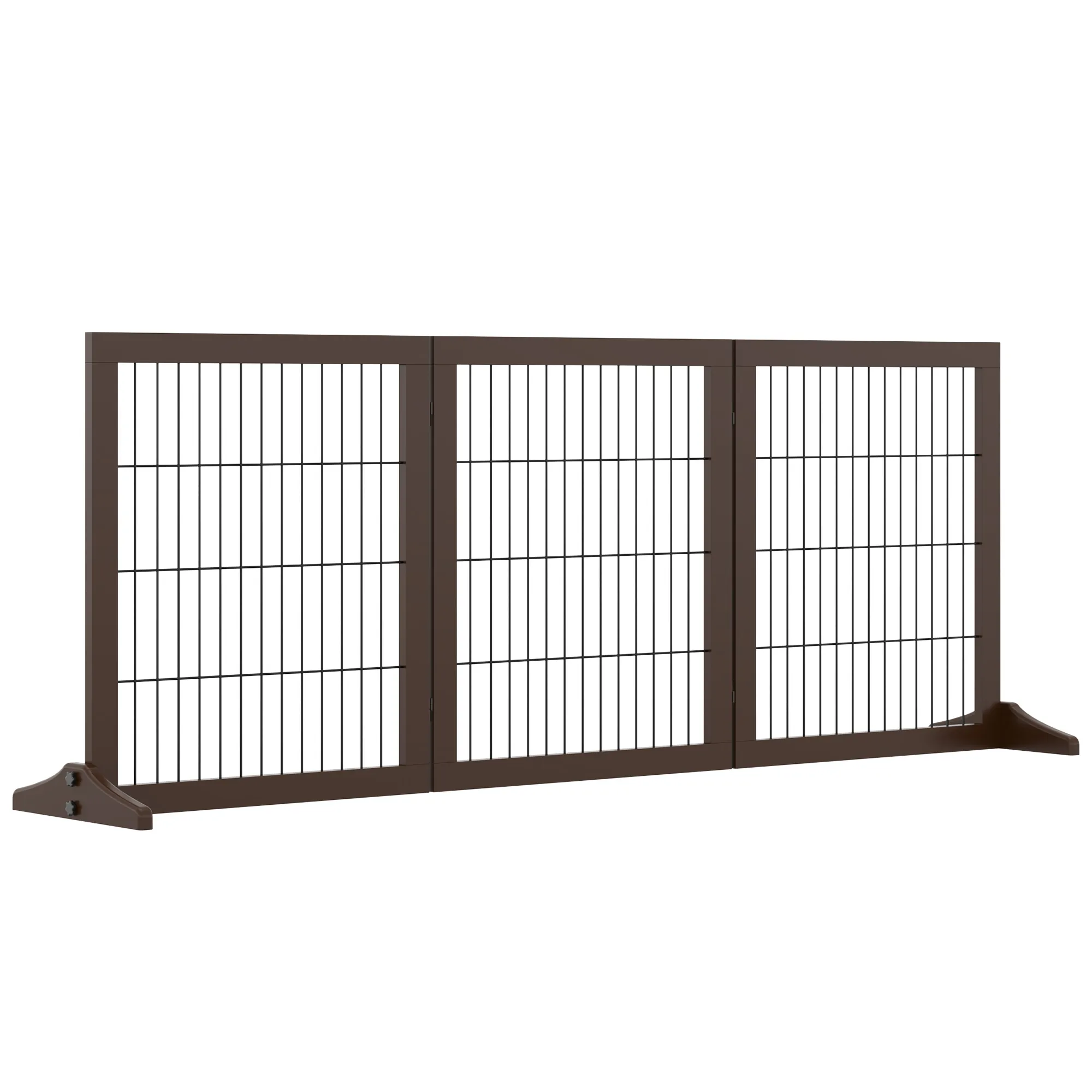 Hunde Absperrgitter aus Kiefernholz, 3-teilig, 185 x 71 cm, Braun