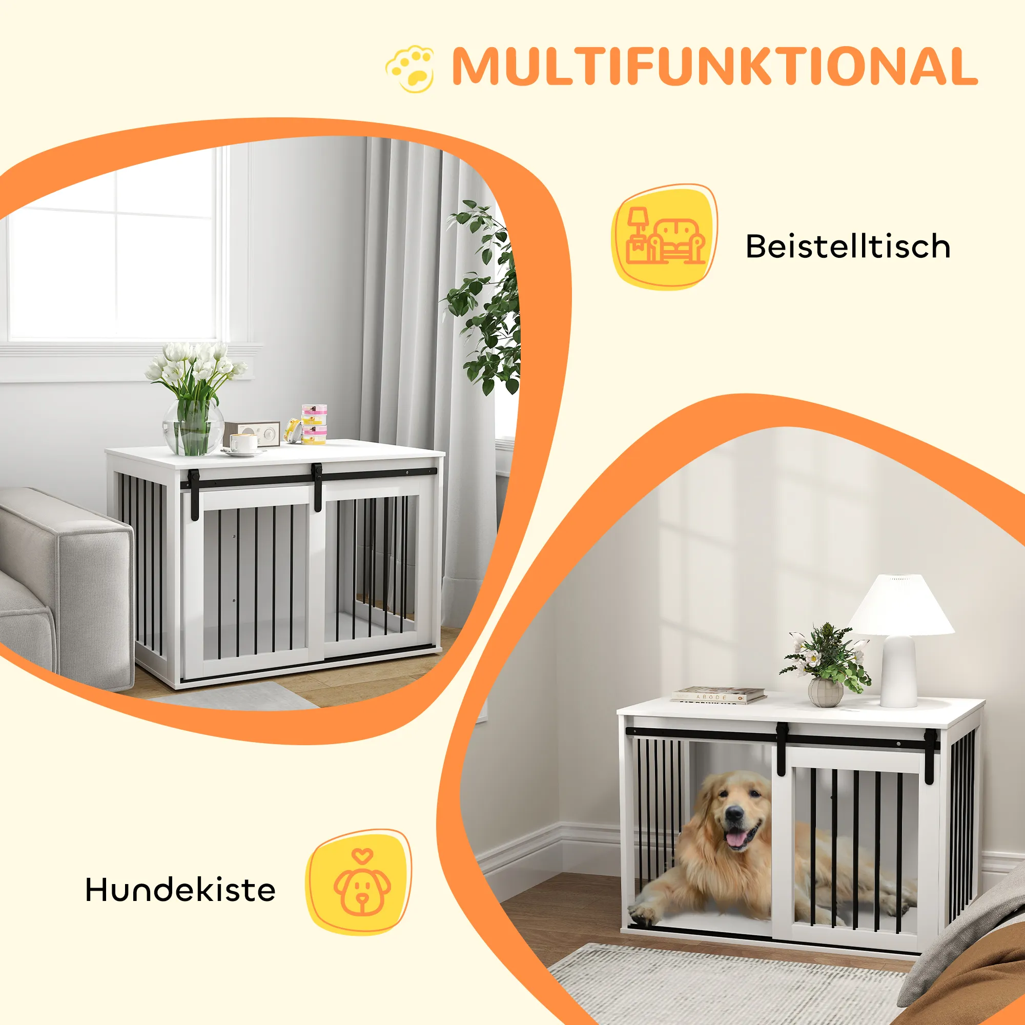 Hundekäfig Weiß 98L x 58B x 61H cm