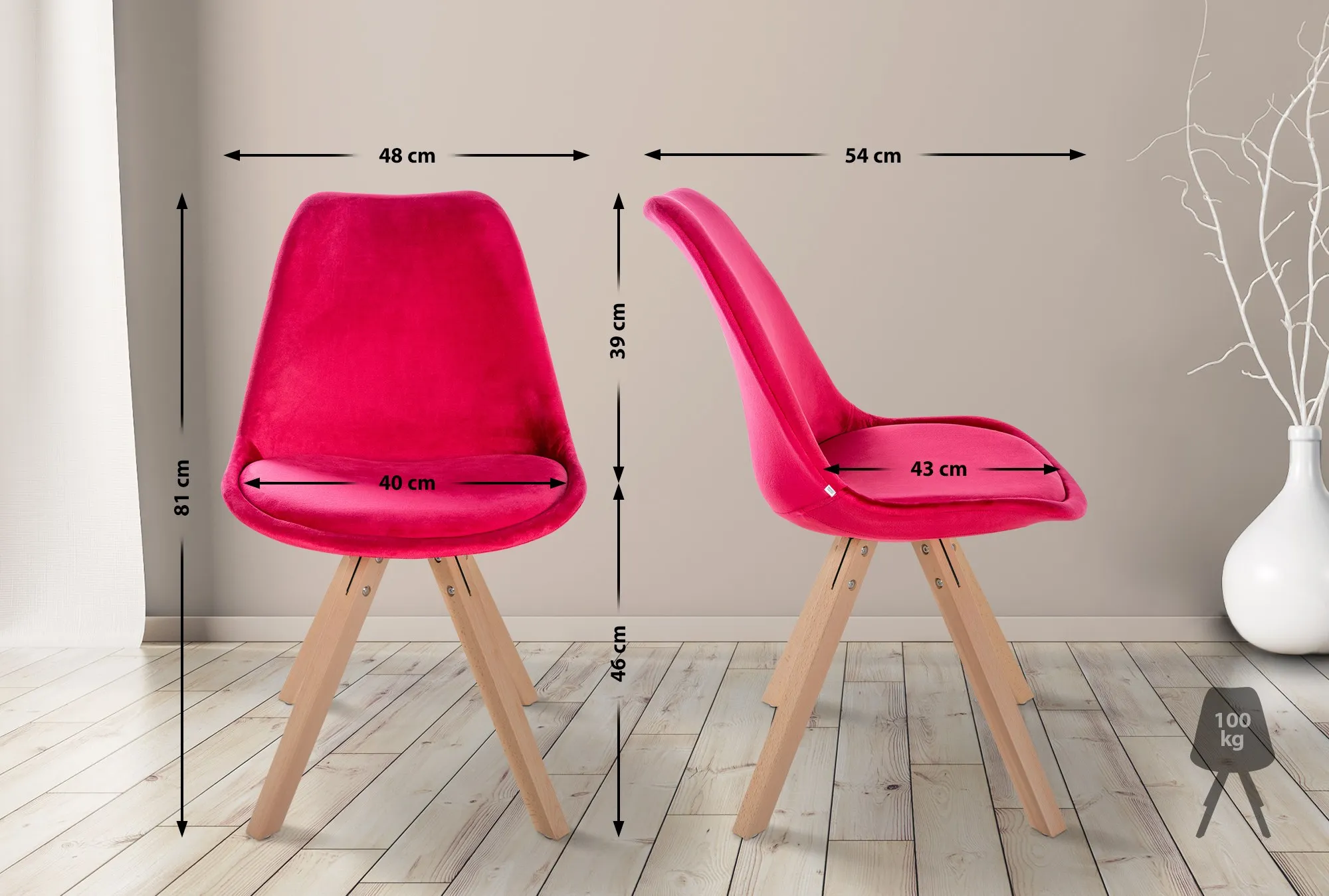 Besucherstuhl Sofia 81x48x54 cm Rot