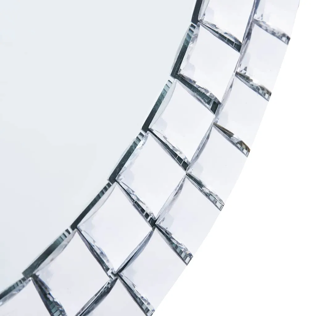 Runder Wandspiegel 60 cm Silber mit Acrylkristallrand