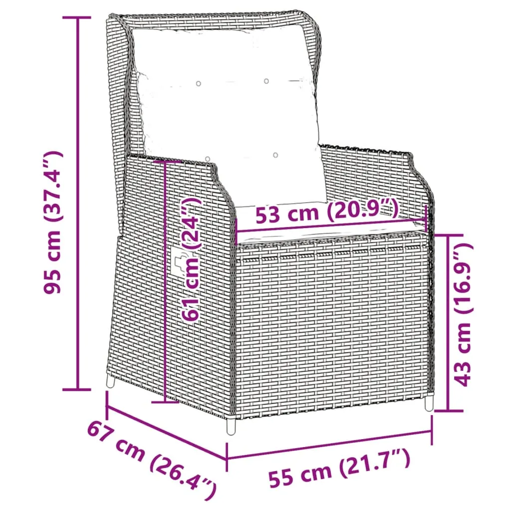 Verstellbarer Gartenstuhl 55 x 67 x 95 cm in Braun