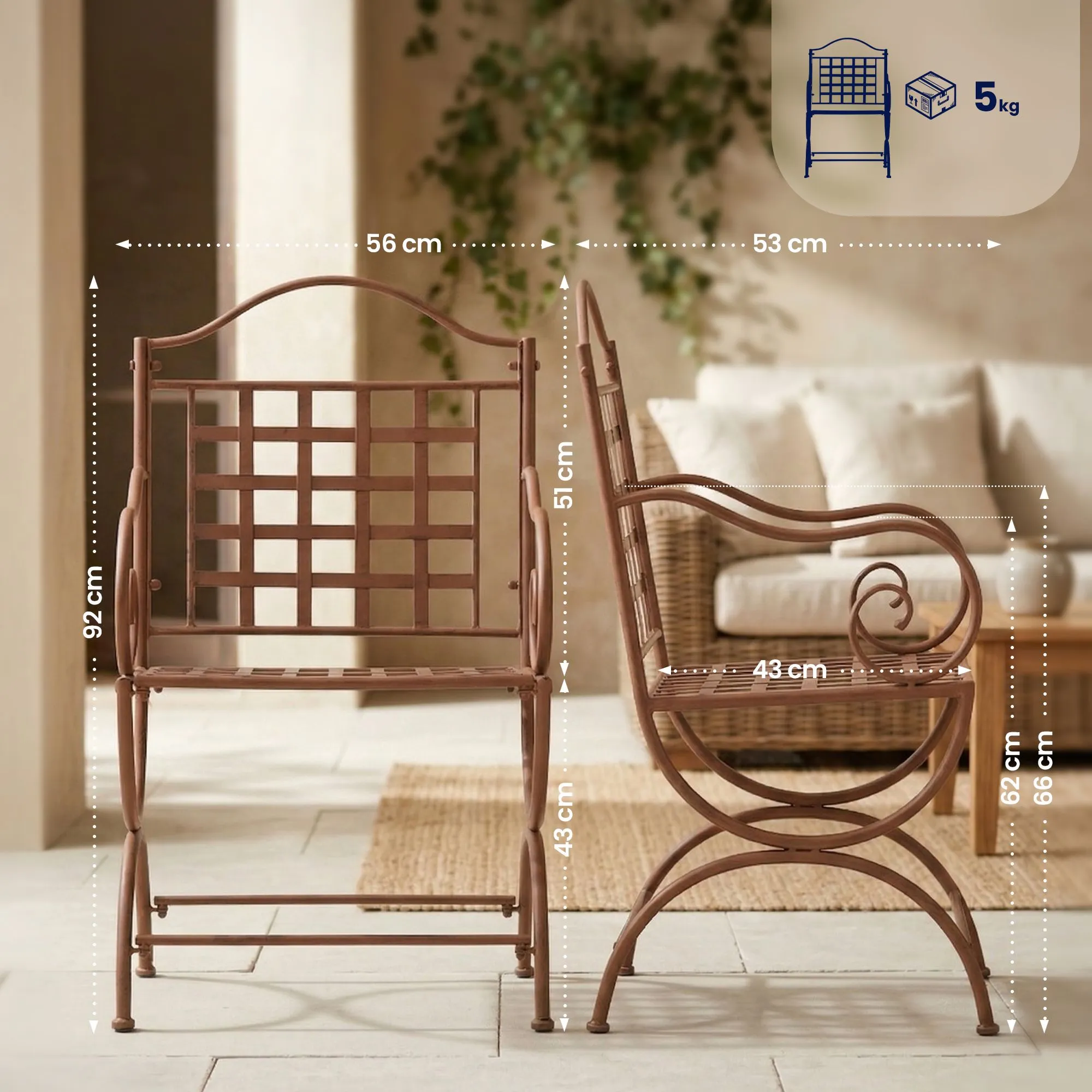 4er Set Stühle Lotta 92x56x53 cm antik braun