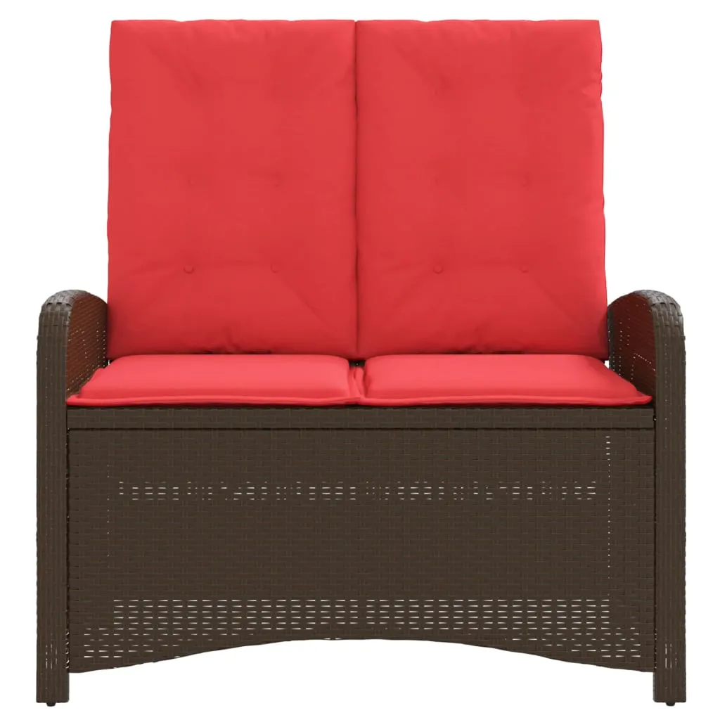 Garten-Relaxbank 105x59x93 cm Braun aus PE-Rattan und Stahl