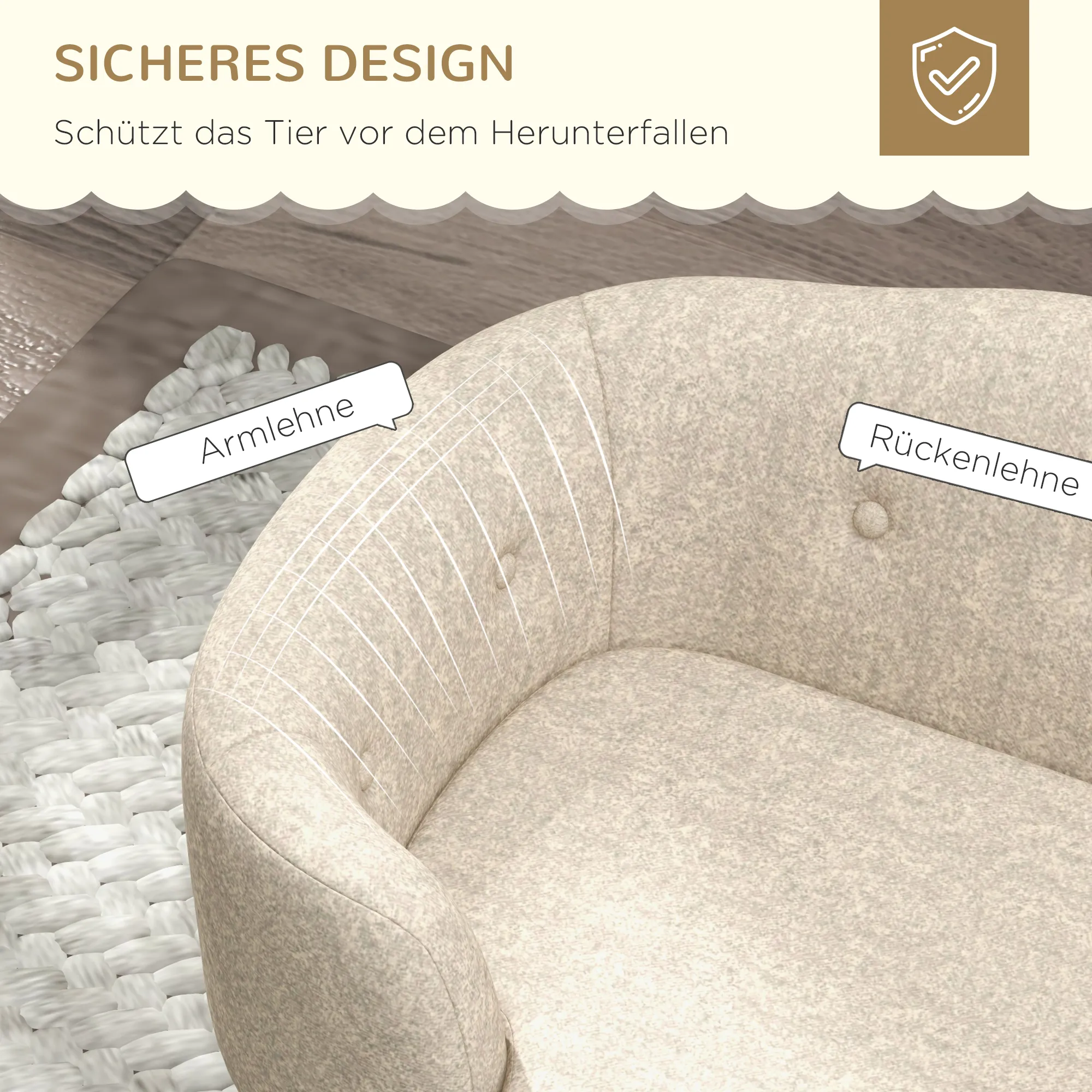 Erhöhtes Hundesofa 70B x 47T x 30H cm in Cremeweiß