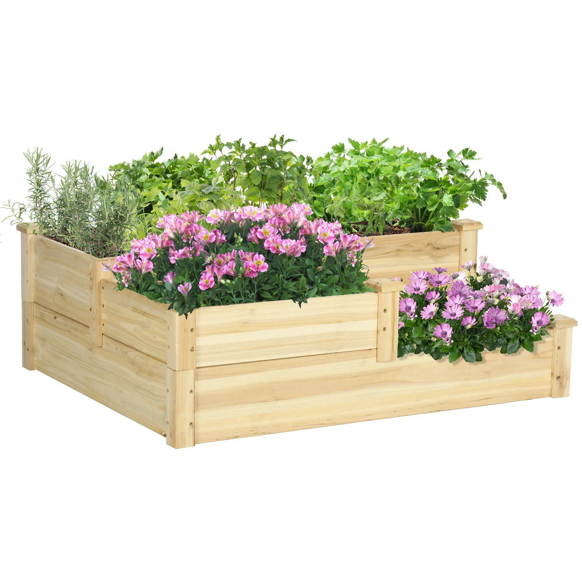 Hochbeet aus Tannenholz 108x88x36 cm, Natur
