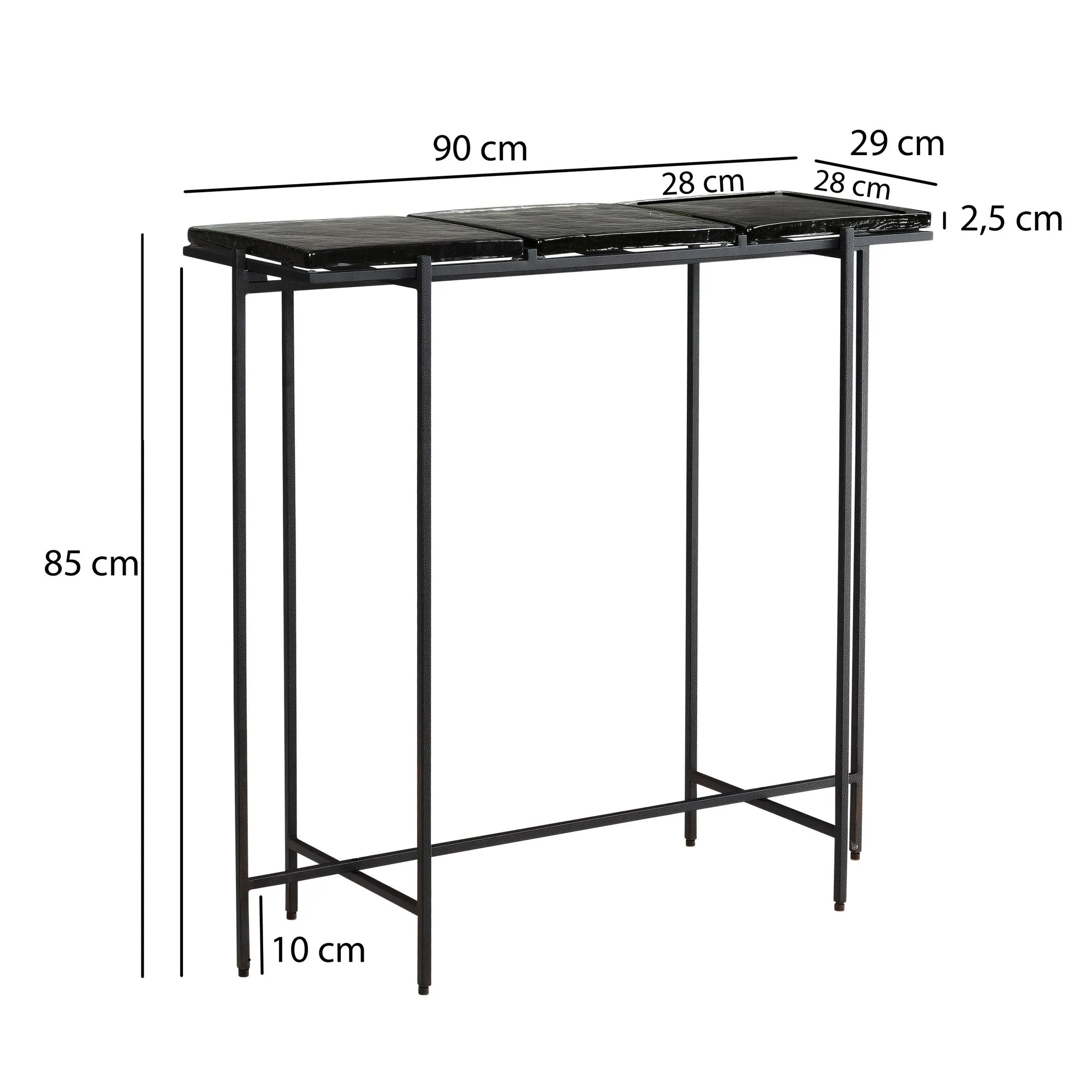 Konsolentisch Schwarz 90x29x85 cm Design Anrichte Glas Flur