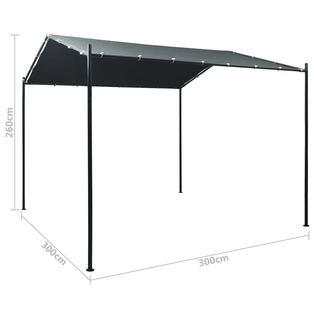 Pavillon 3x3x2,6 m Anthrazit mit Stahlrahmen und Oxford-Gewebe