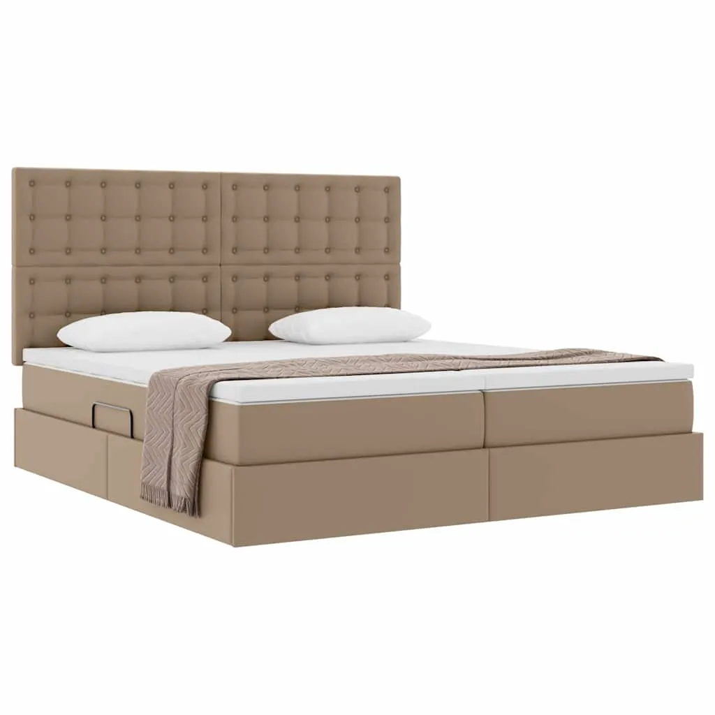 Aufbewahrungsbett mit Matratze 180 x 200 cm Cappuccino