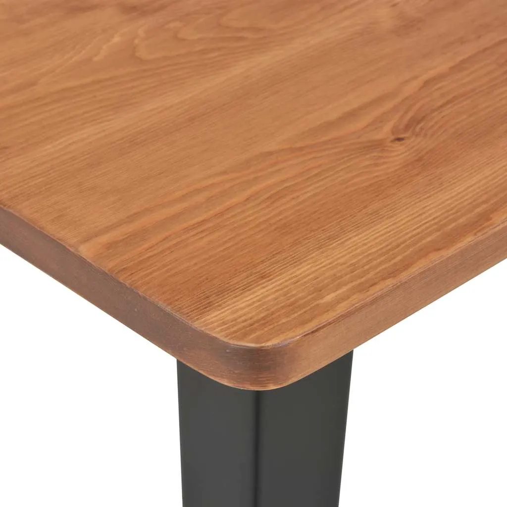 Bartisch 60 x 60 x 108 cm Schwarz und Braun mit Massivholz und Stahlgestell