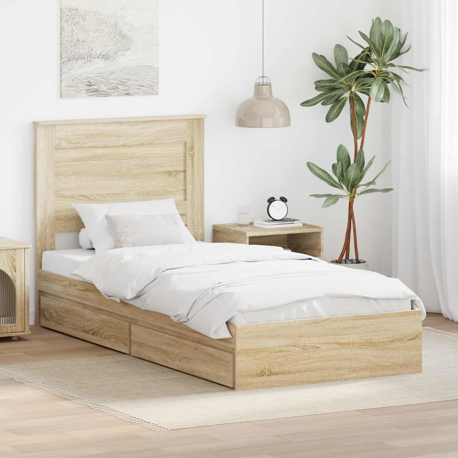 Aufbewahrungsbett 75 x 190 cm Sonoma-Eiche