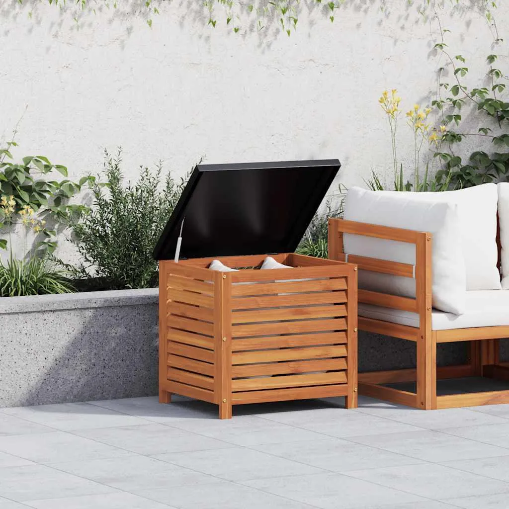 Gartenbox aus Massivholz 60x50x55 cm rötlich-braun mit Metalldeckel