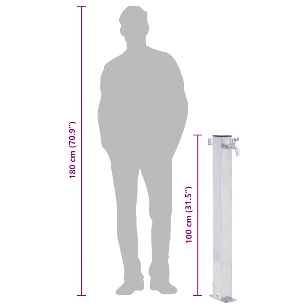Wassersäule für den Garten 100 cm Edelstahl Quadratisch
