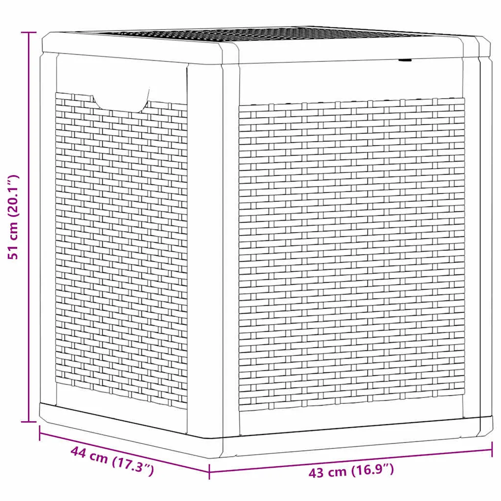 Auflagenbox Polypropylen Rattan-Optik 43x44x51 cm Grau