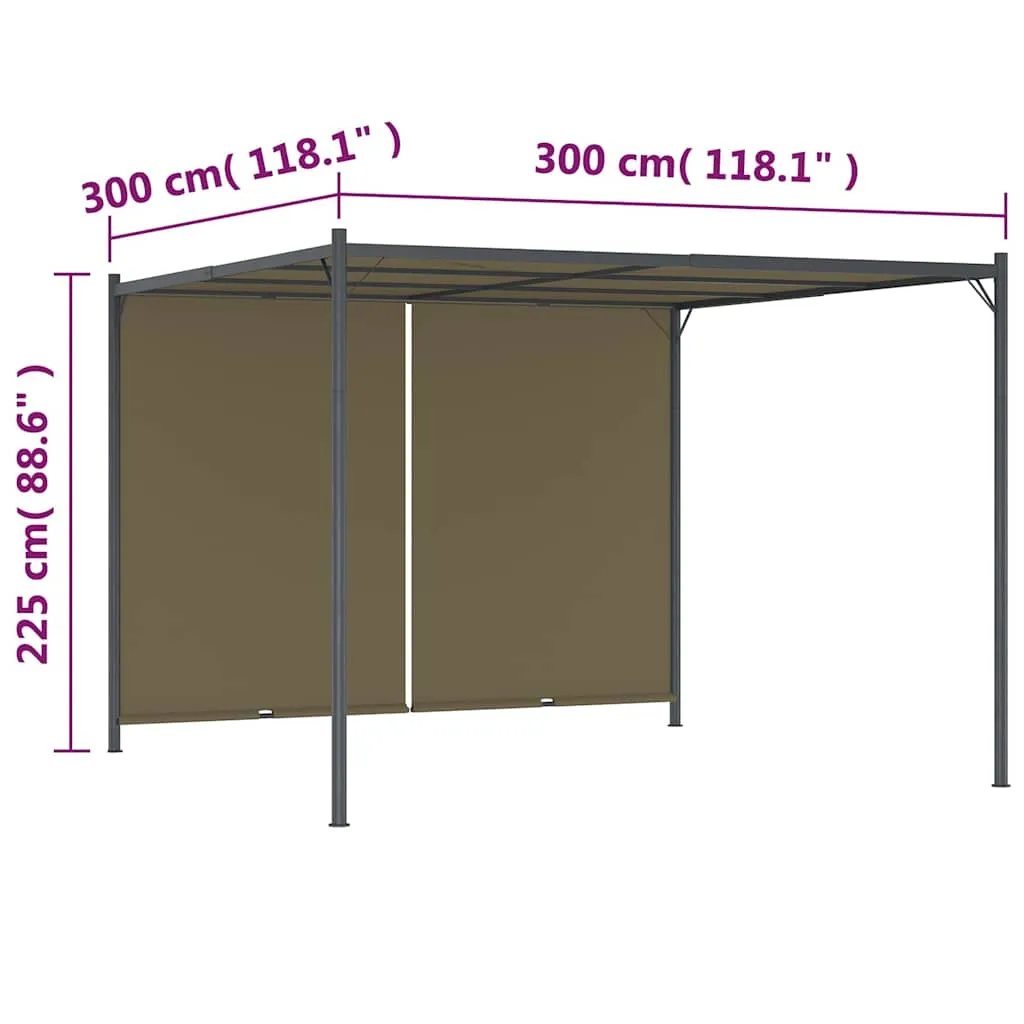 Pergola mit verstellbarem Schiebedach 300x300x225 cm Taupe