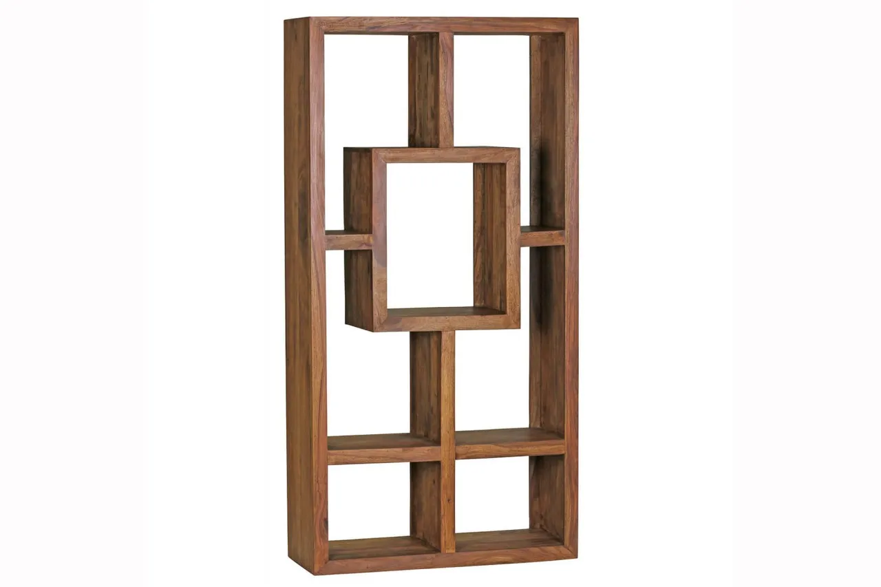 tinkaro Bücherregal rechteckig BONIFACIO Massivholz Sheesham Raumteiler Braun