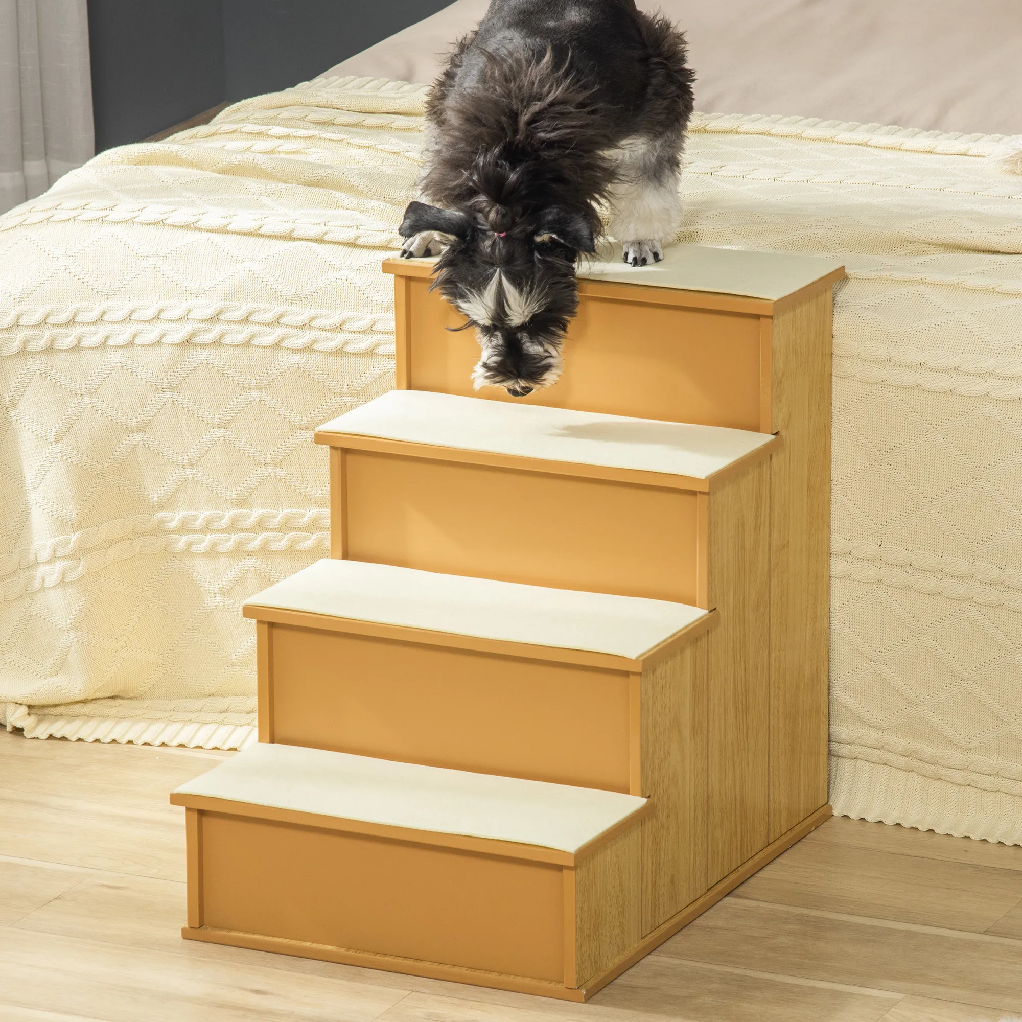 Haustiertreppe 4-stufig 40L x 59B x 54,2H cm in Natur