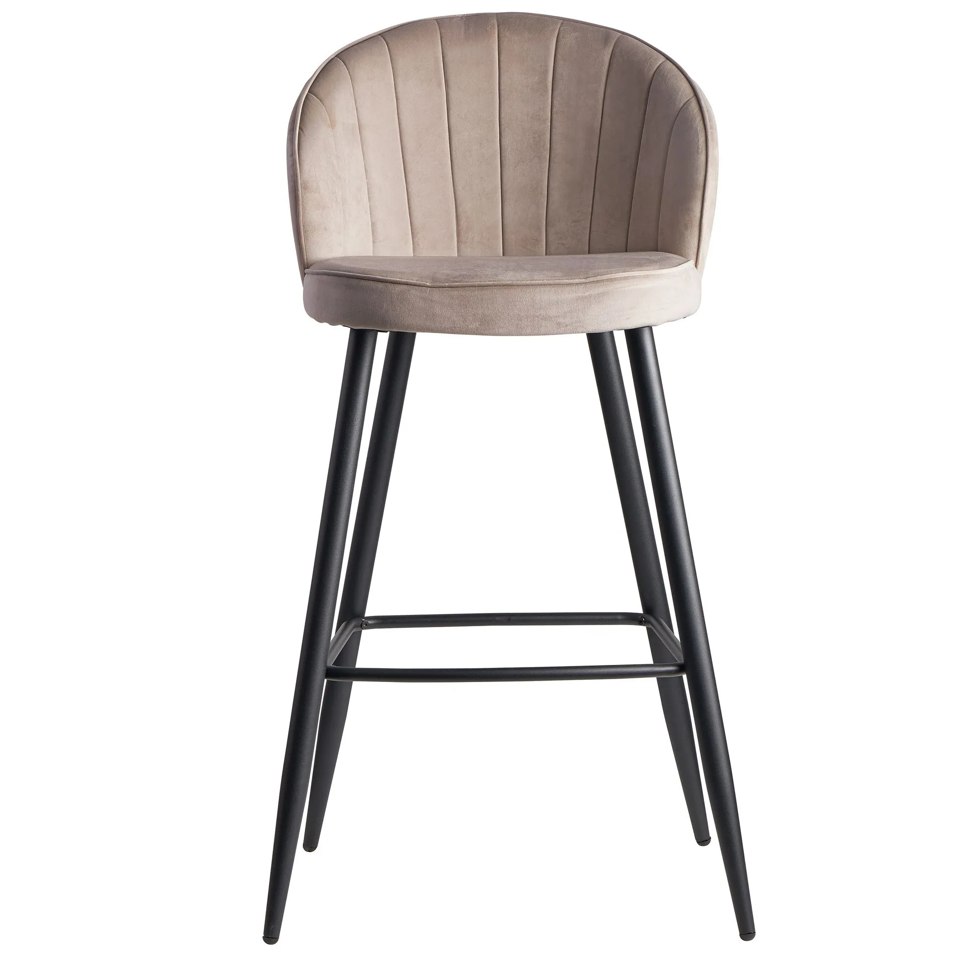 Wohnling Barhocker Samt Beige Hocker mit Lehne 56x102,5x52,5 cm