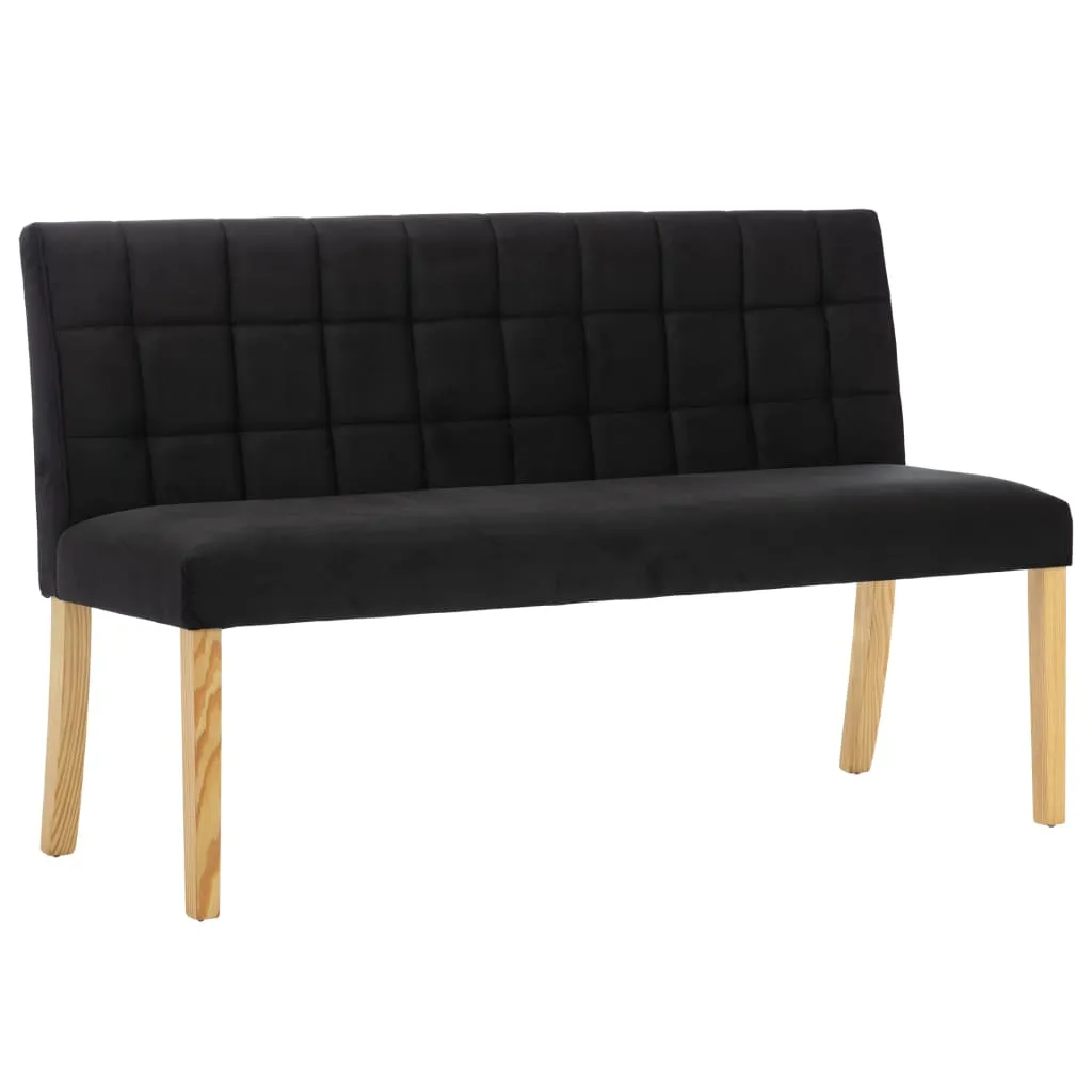 Schlichte Sitzbank mit Rückenlehne 140x56x86 cm in Schwarz