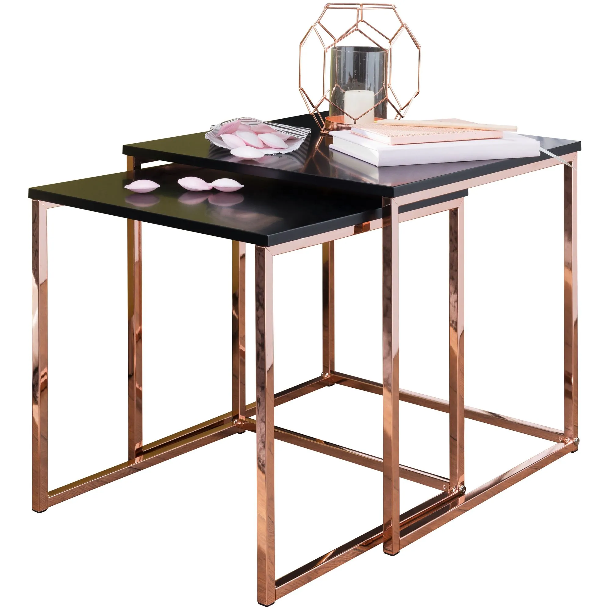 tinkaro Beistelltisch DAMA Schwarz Kupfer Sofatisch Set Metalltisch orientalisch tinkaro Beistelltisch DAMA Schwarz Kupfer Sofatisch Set Metalltisch orientalisch