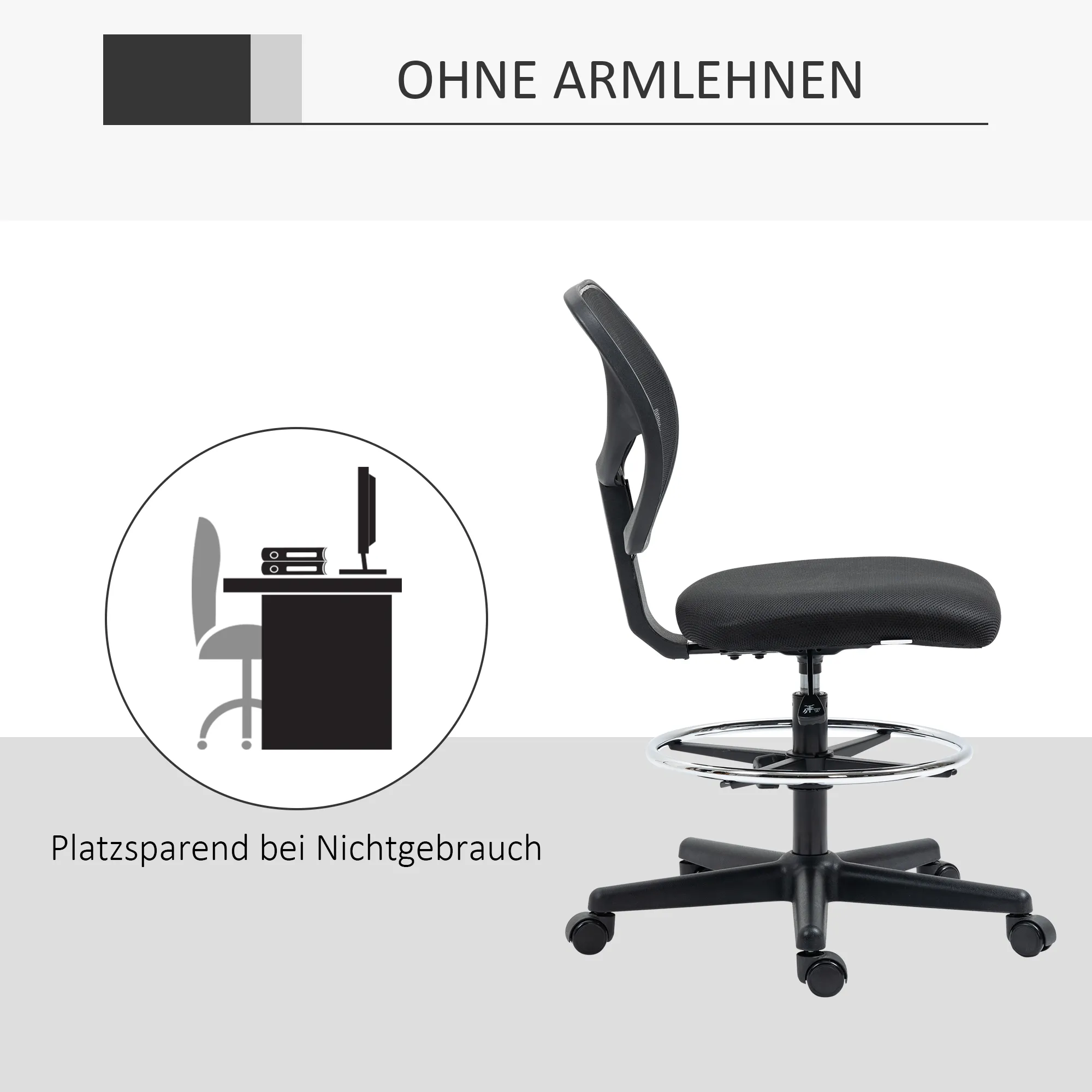 Ergonomischer Bürostuhl Schwarz 59B x 61T x 93-113H cm