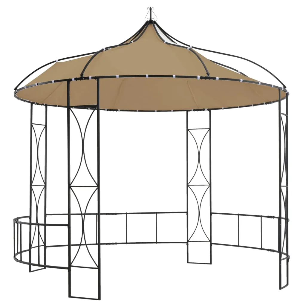 Pavillon 3 x 2,9 m Taupe und Schwarz mit dekorativem Rahmen