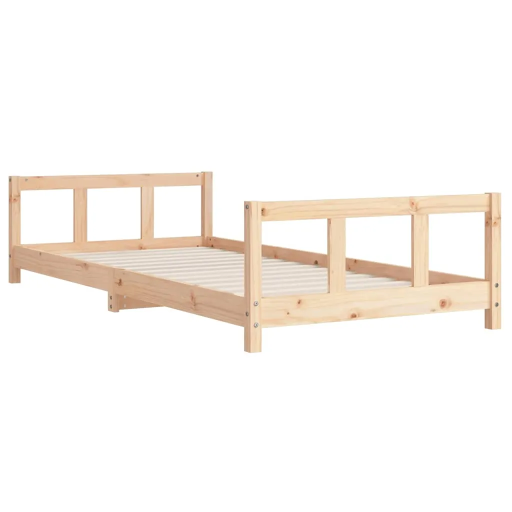 Kinderbett aus massivem Kiefernholz 205,5x95,5x45 cm natur
