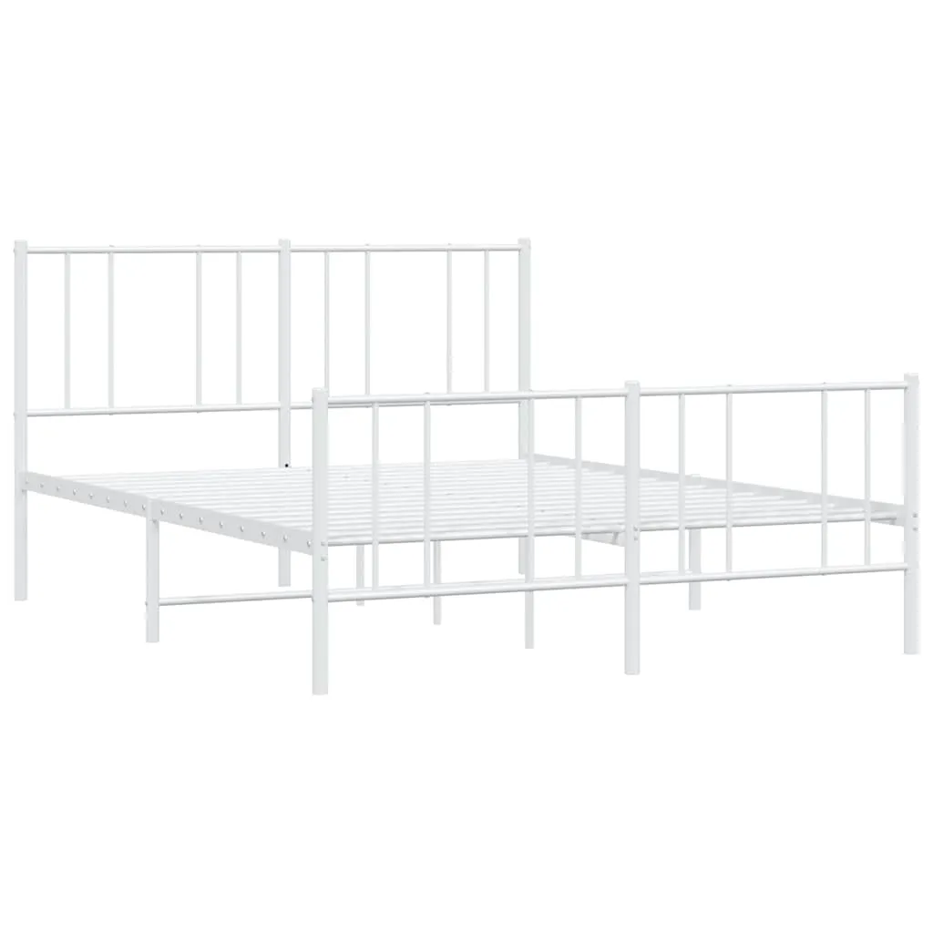 Bettgestell mit Kopf- und Fußteil Metall Weiß 150x200 cm