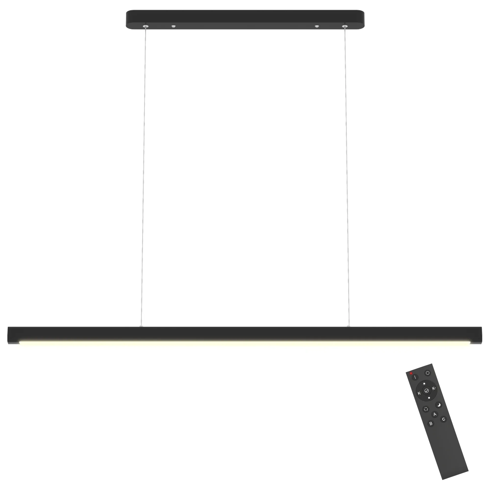 Pendelleuchte dimmbar mit Fernbedienung, Aluminium, 114 cm, Schwarz
