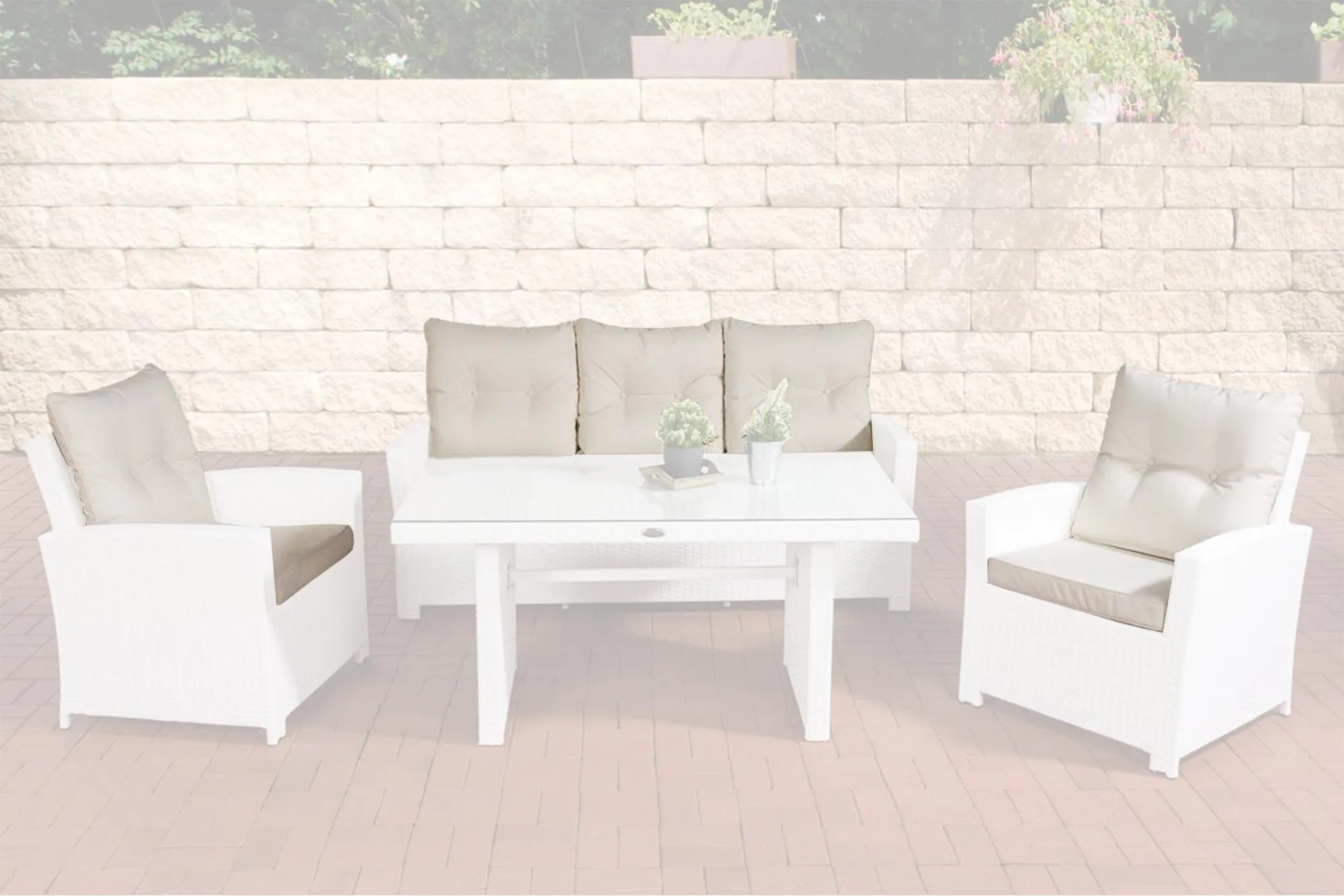 10er Kissen Set für Sitzgruppe Fisolo creme