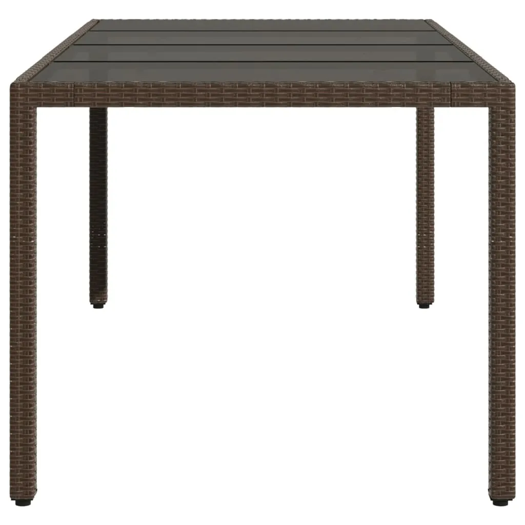 Brauner Gartentisch mit Glasplatte 190 x 90 x 75 cm