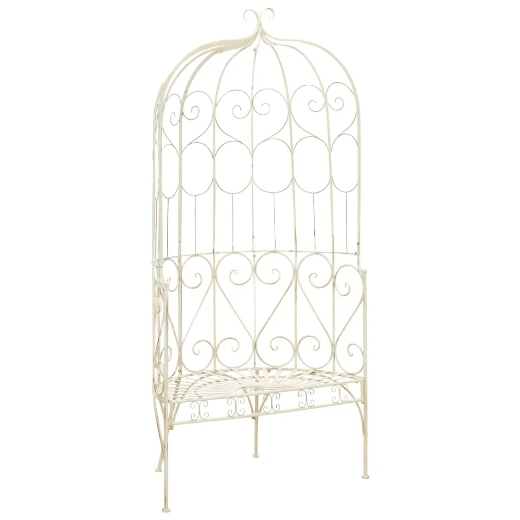 Gartenbank 95 cm Eisen Antik Weiß