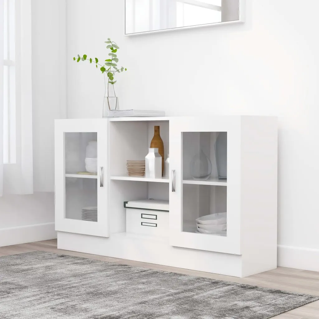 Weißer Vitrinenschrank 120 x 30,5 x 70 cm aus Holzwerkstoff