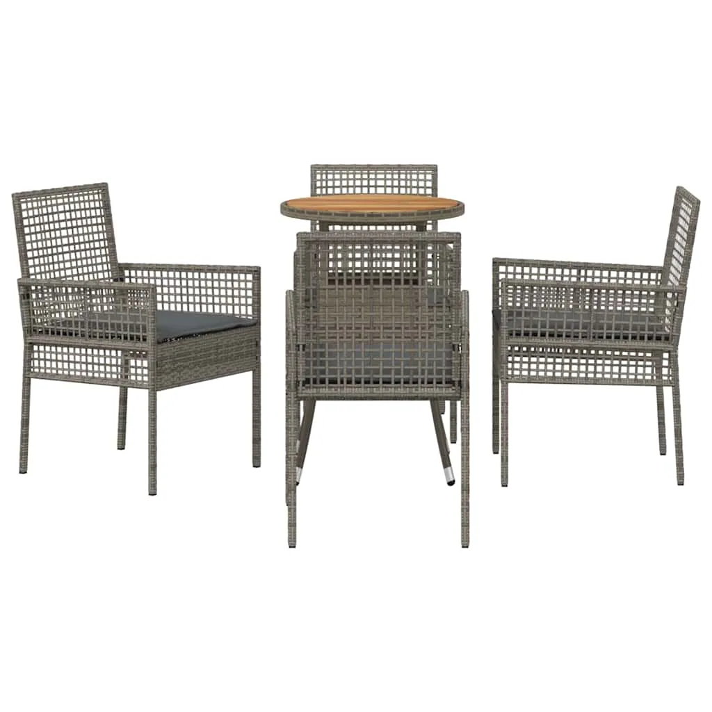 Garten-Dining-Set Poly-Rattan Grau 60x80x75 cm Tisch, 4 Stühle