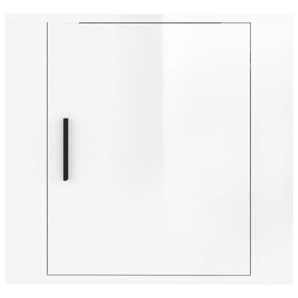 Wand-Nachttisch Holzwerkstoff 50 x 30 x 47 cm Hochglanz-Weiß