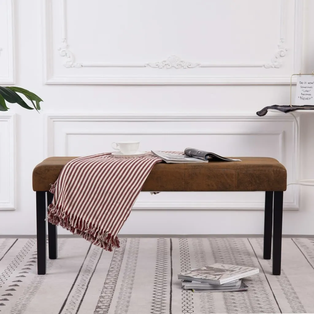 Bank in Wildleder-Optik Braun 106 x 43 x 46 cm mit Massivholzrahmen