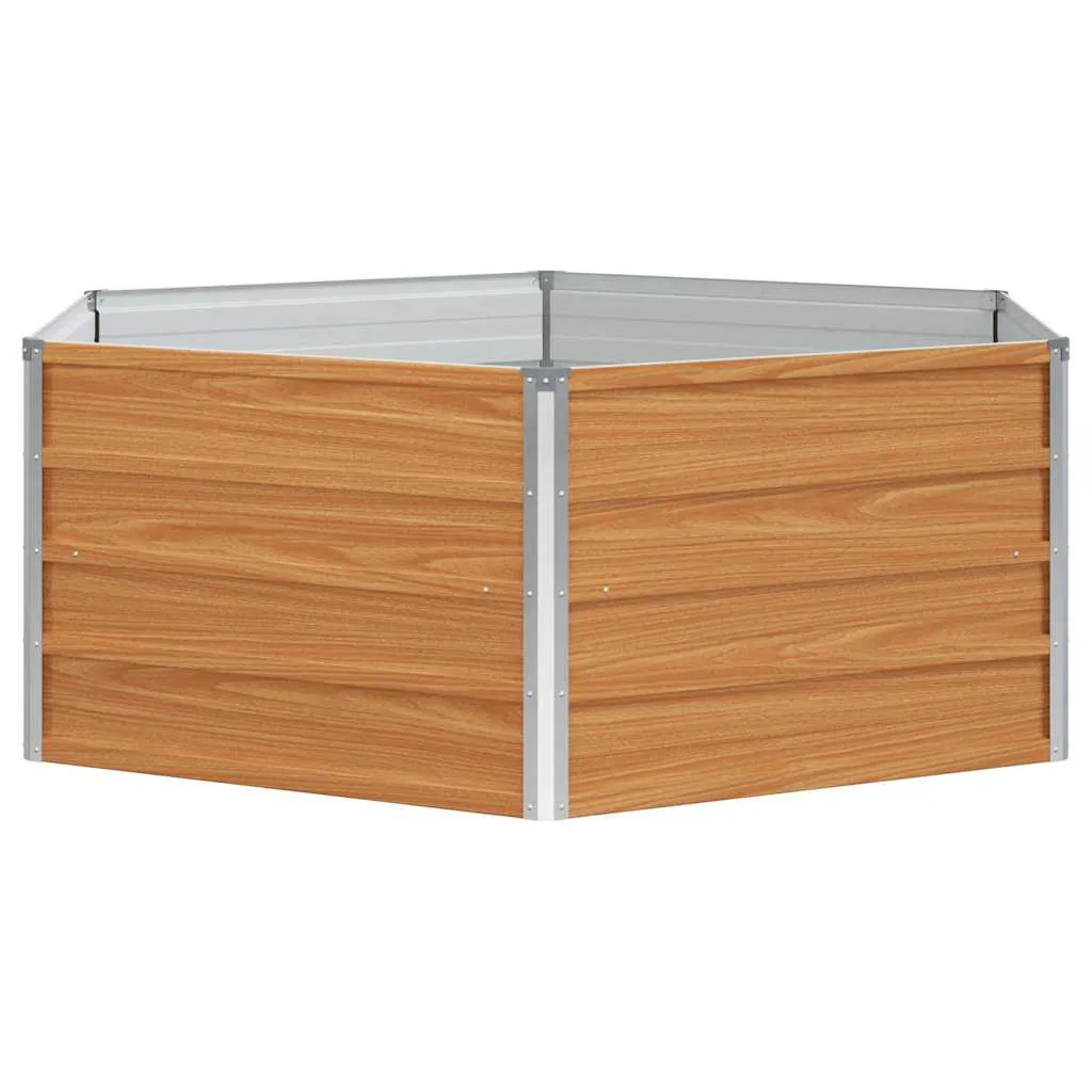 Sechseckiges Hochbeet aus verzinktem Stahl 129x129x45 cm Holzoptik