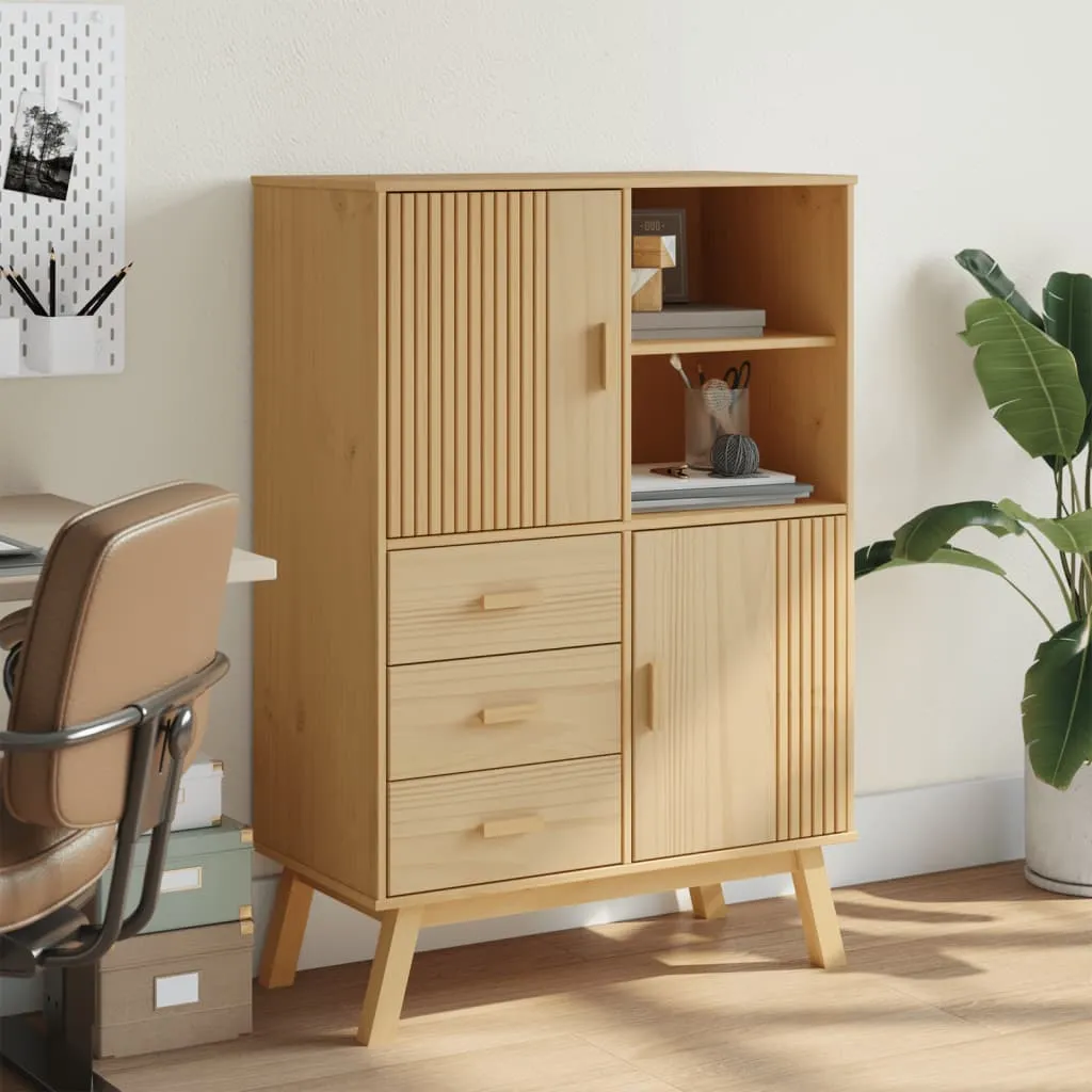 Sideboard aus massivem Kiefernholz Braun 85 x 43 x 125 cm