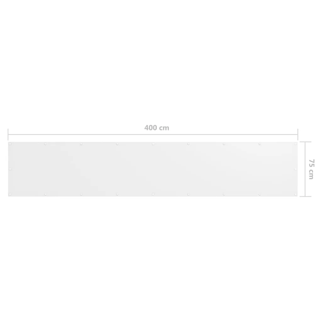 Wasserdichter Balkon-Sichtschutz 75x400 cm Weiß aus PU-beschichtetem Oxford-Gewebe
