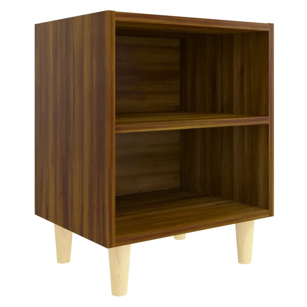 Nachttisch mit Massivholz-Beinen Braun Eichen-Optik 40x30x50 cm