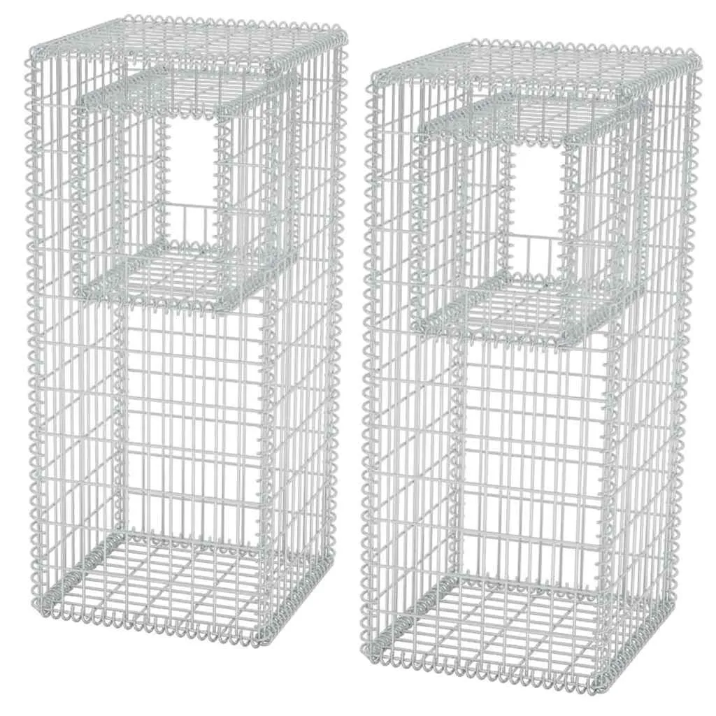 Steinkorb-Set Silber 50 x 50 x 120 cm aus verzinktem Stahl