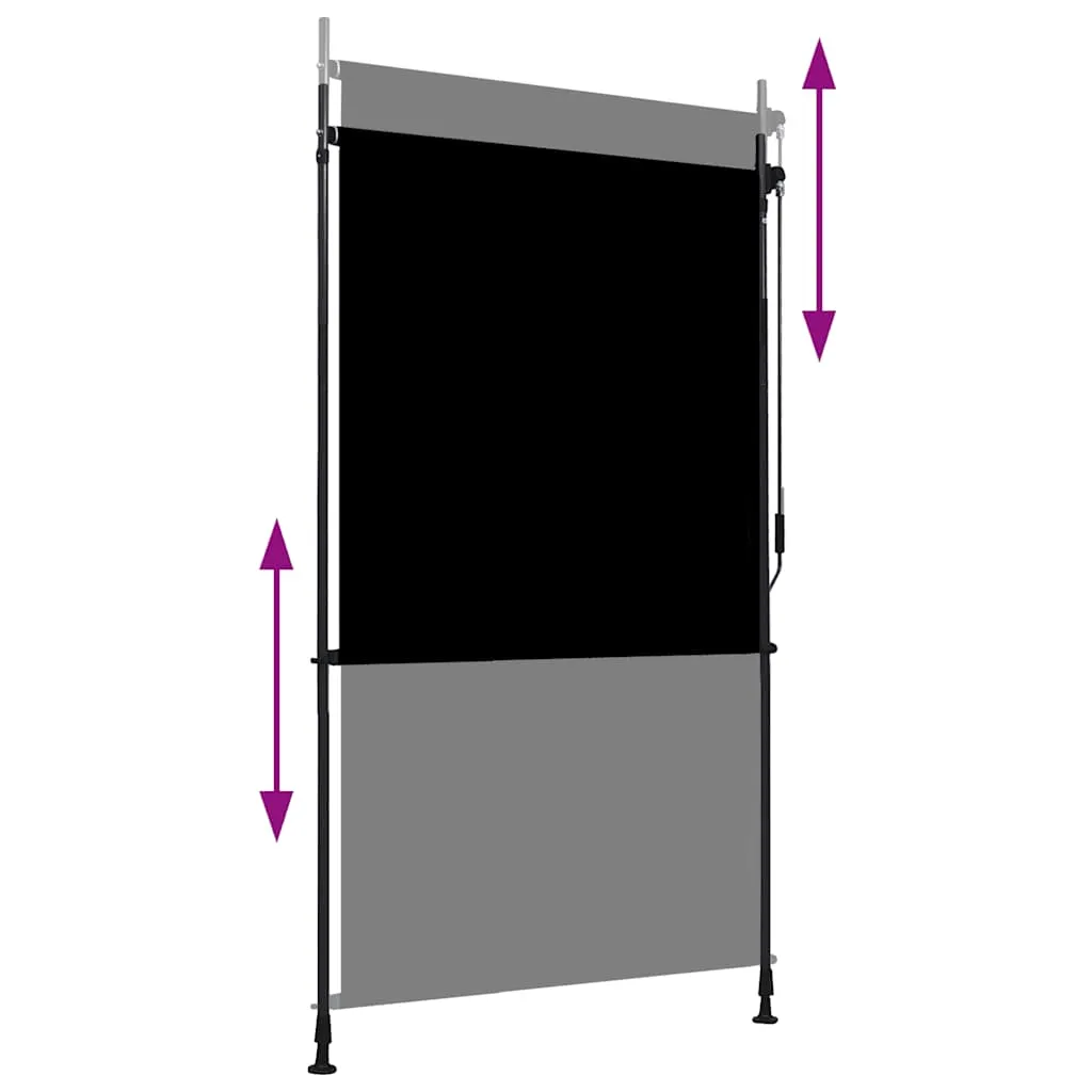 Außenrollo Handkurbel 120x270 cm Anthrazit mit höhenverstellbaren Pfosten