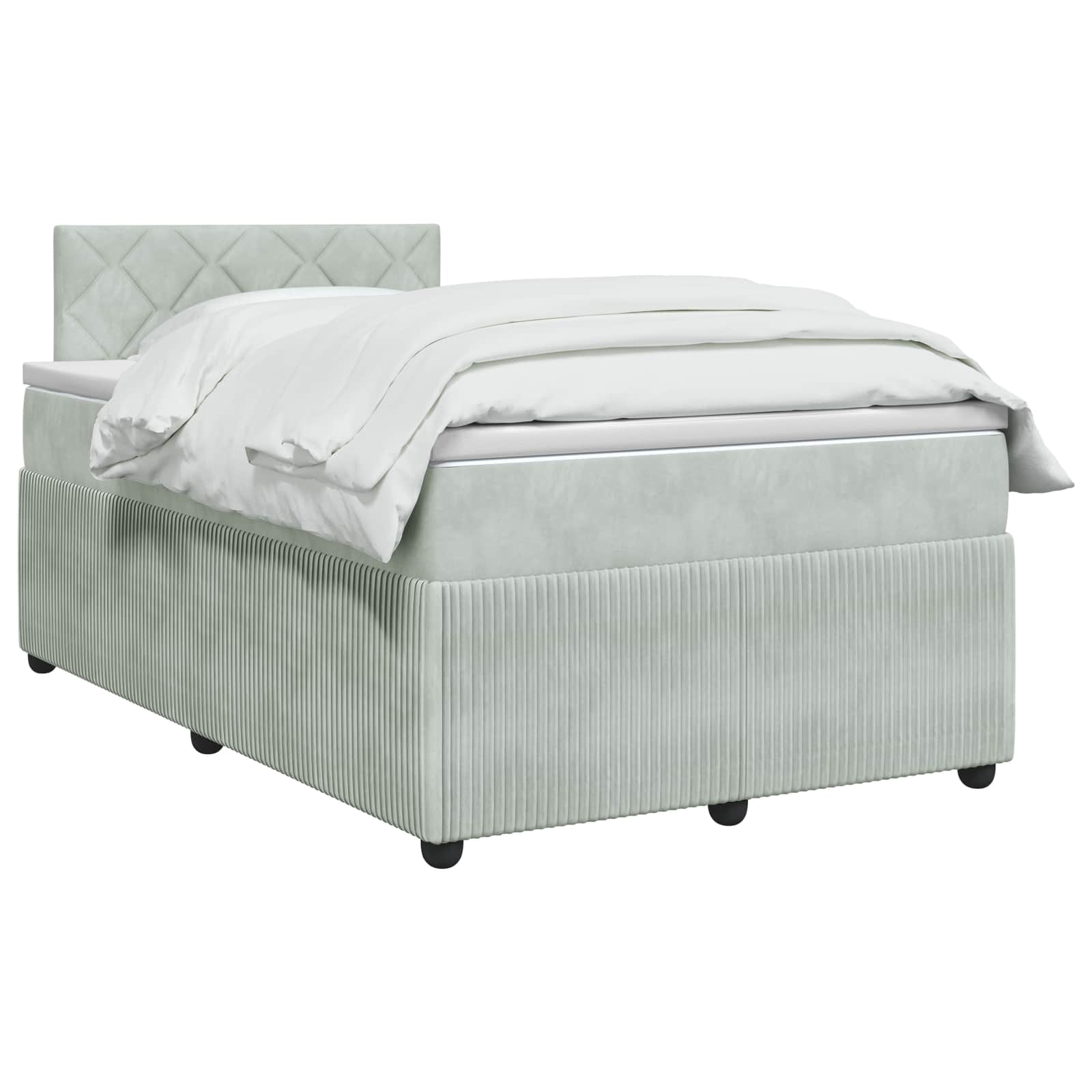 Boxspringbett mit Matratze, Samt, LED-Beleuchtung, 120x190 cm, Grau